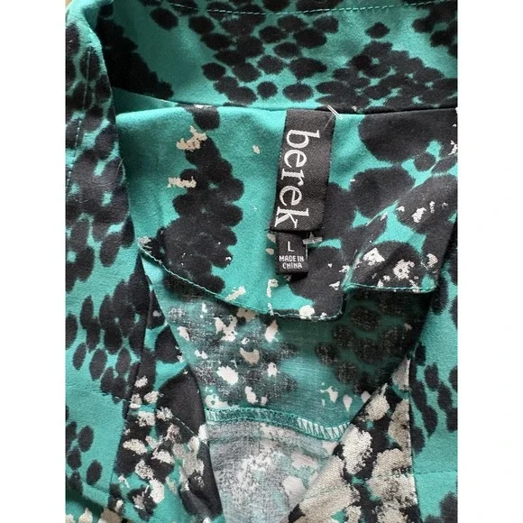 Berek Jacket Sz L Blue White Black Crystal Like Buttons Art To Wear Abstract - Picture 2 of 5